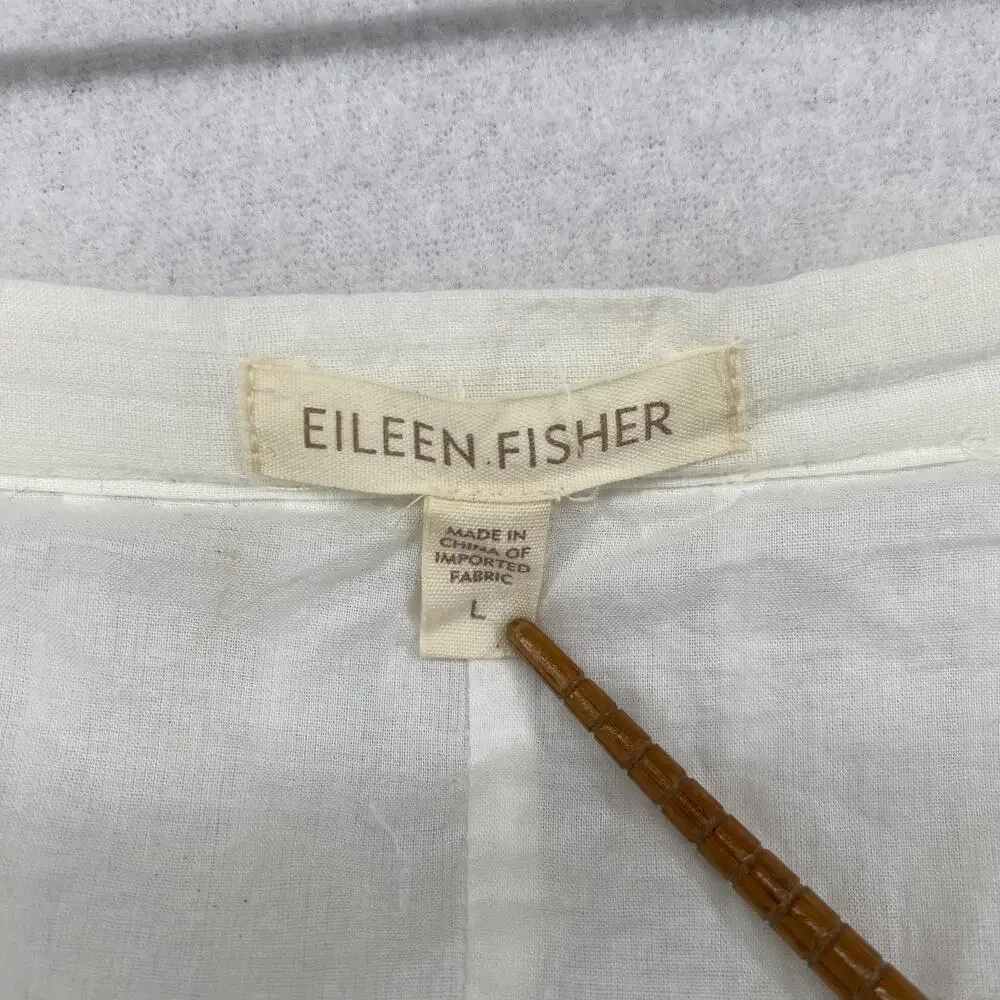 EILEEN FISHER Skirt L Double Layer Organic Cotton Voile A-Line Midi White_5